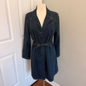 DARK DENIM KATE LANDRY DENIM BELTED TRENCH COAT